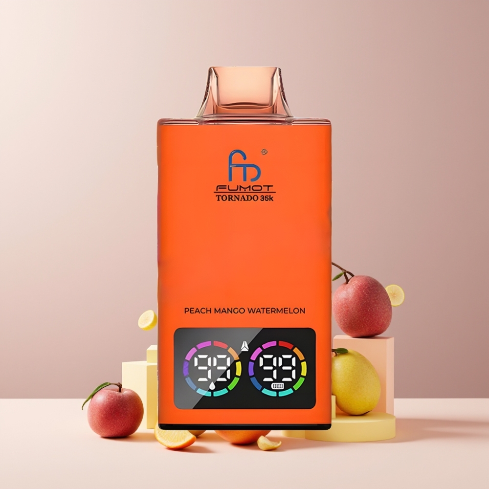 Fumot Tornado 35K Italia Ingrosso: Dual Mesh, 15ml, USB-C, Pesca Mango Ananas