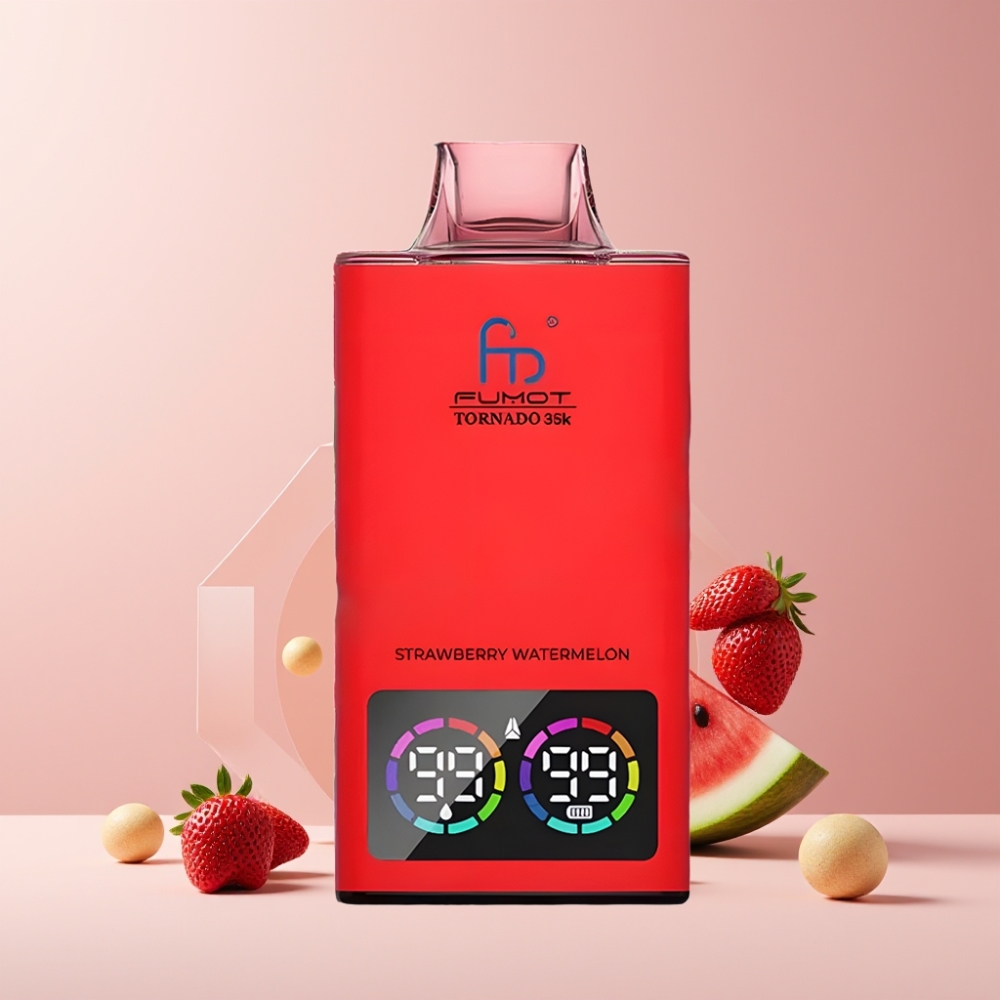 Fumot Tornado 35K Italia Ingrosso - Fragola Anguria, Dual Mesh, 15ml, 35000 Puff, RGB, USB-C