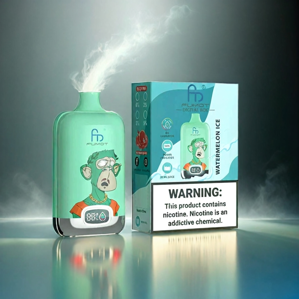 Fumot Tornado Digital Box 12000 Puffs Italia Ingrosso Anguria Ghiaccio - 20ml E-Liquido, Batteria 550mAh, Ricarica Tipo-C