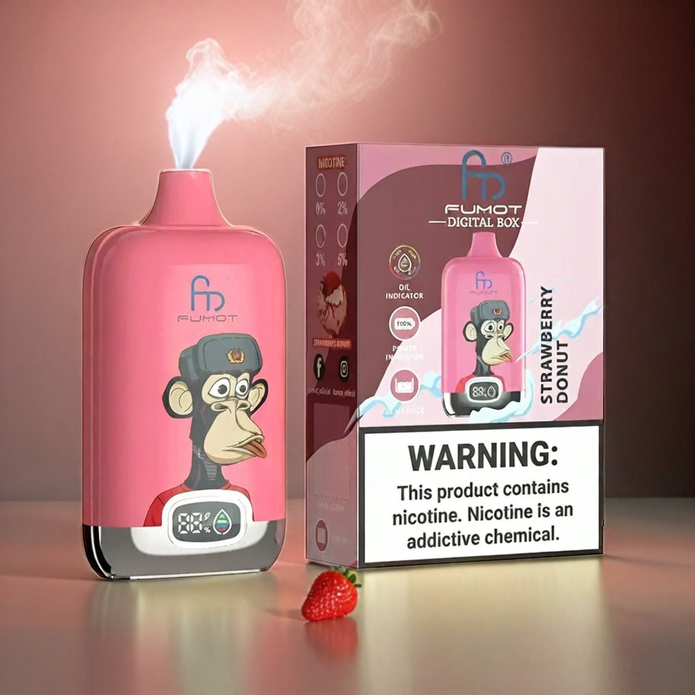 Fumot Tornado Digital Box 12000 Puffs Italia Ingrosso - Ciambella alla Fragola, 20ml E-Liquid, 550mAh, Tipo-C
