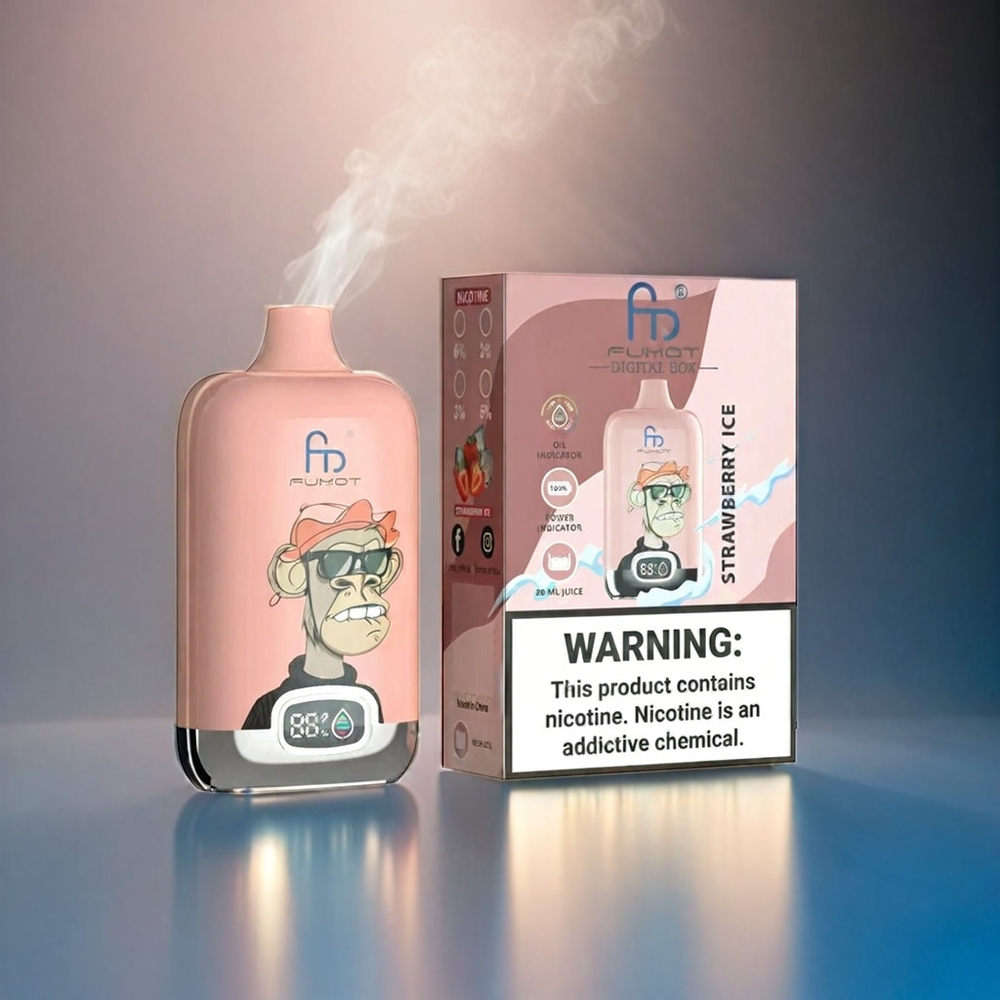 Fumot Tornado Digital Box 12000 Puffs Italia Ingrosso - Fragola Ghiaccio, 20ml E-Liquid, 550mAh Batteria, USB Type-C