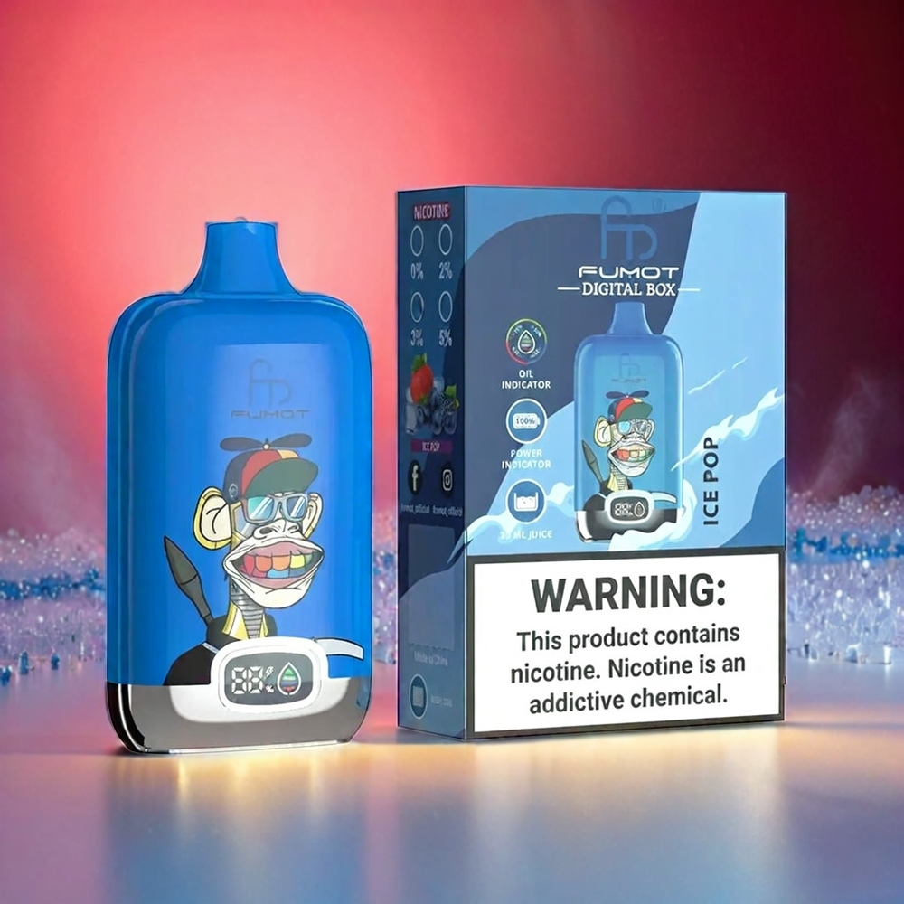 Fumot Tornado Digital Box 12000 Puffs Italia Ingrosso Ghiaccio Pop - 20ml E-Liquid, 550mAh, Ricarica Type-C