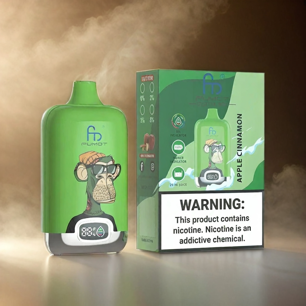 Fumot Tornado Digital Box 12000 Puffs Italia Ingrosso Mela Cannella – 20ml E-Liquid, Mesh Coil