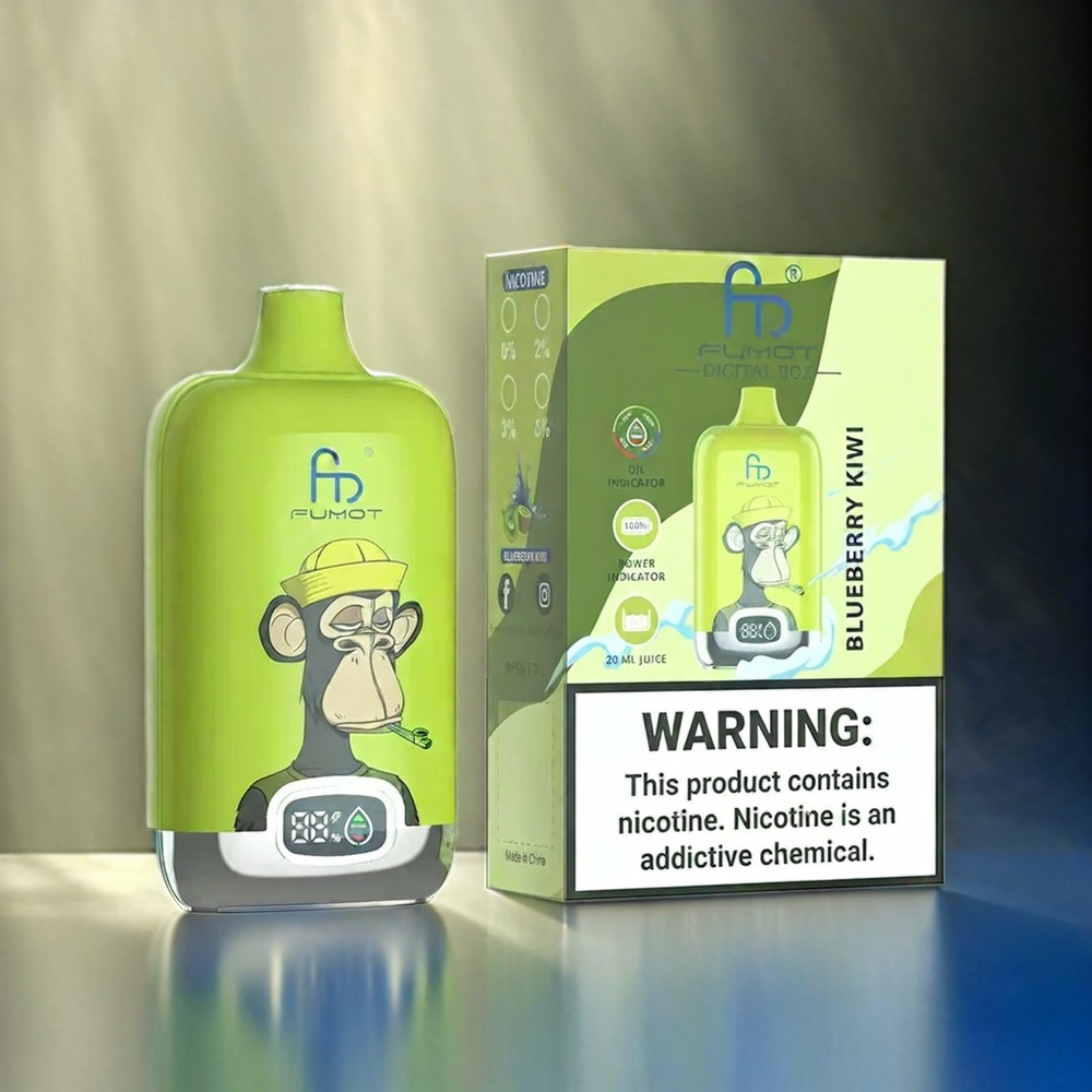 Fumot Tornado Digital Box 12000 Puffs Italia Ingrosso - Mirtillo Kiwi, 20ml E-Liquid, 550mAh, Tipo-C, 67g