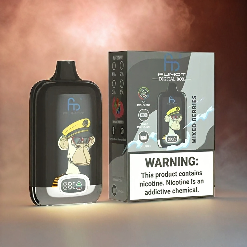 Fumot Tornado Digital Box 12000 Puffs Italia Ingrosso Misto di Bacche - 20ml E-Liquid, 550mAh, Ricaricabile USB-C