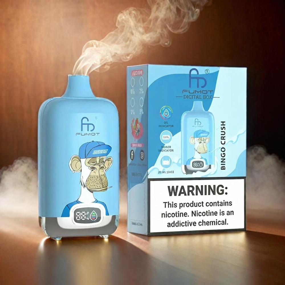 Fumot Tornado Digital Box 12000 Puffs Italia Ingrosso Vape Bingo Crush con 20ml E-liquido e Mesh Coil per MTL Draw