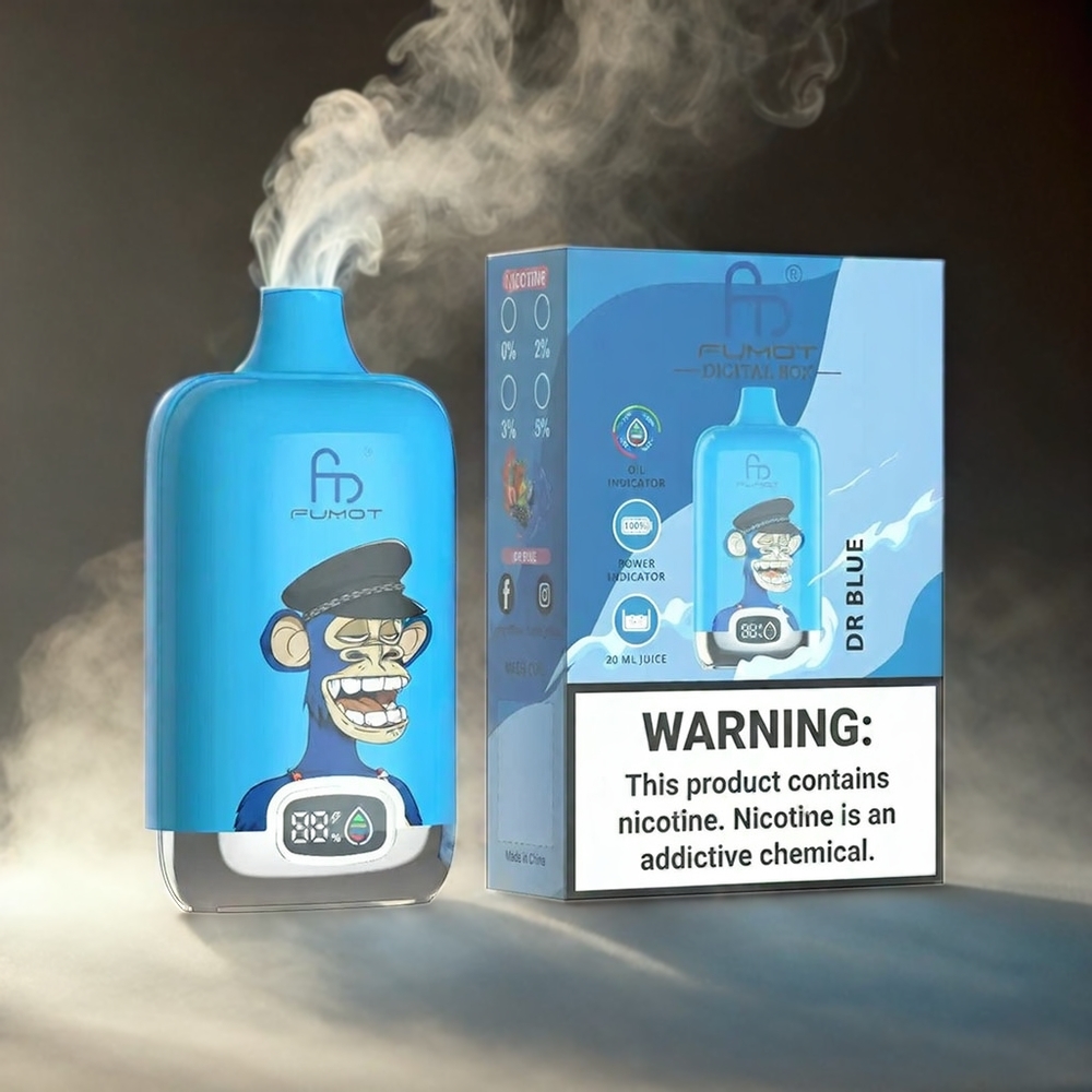 Fumot Tornado Digital Box 12000 Puffs Italia Ingrosso Vape Dr. Blu con Batteria 550mAh e Tipo-C