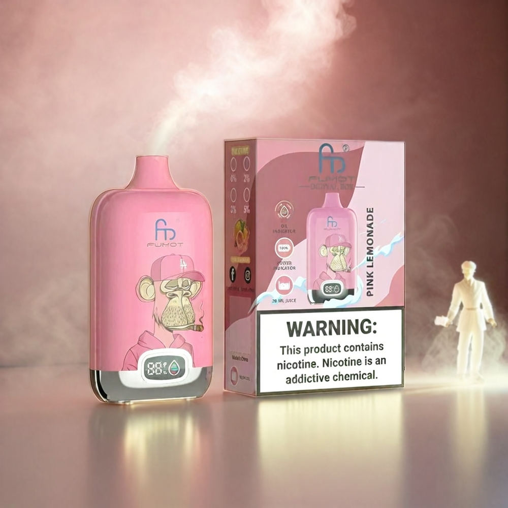 Fumot Tornado Digital Box 12000 Puffs Italia Ingrosso con 20ml E-liquido e Ricarica Type-C - Pink Lemonade