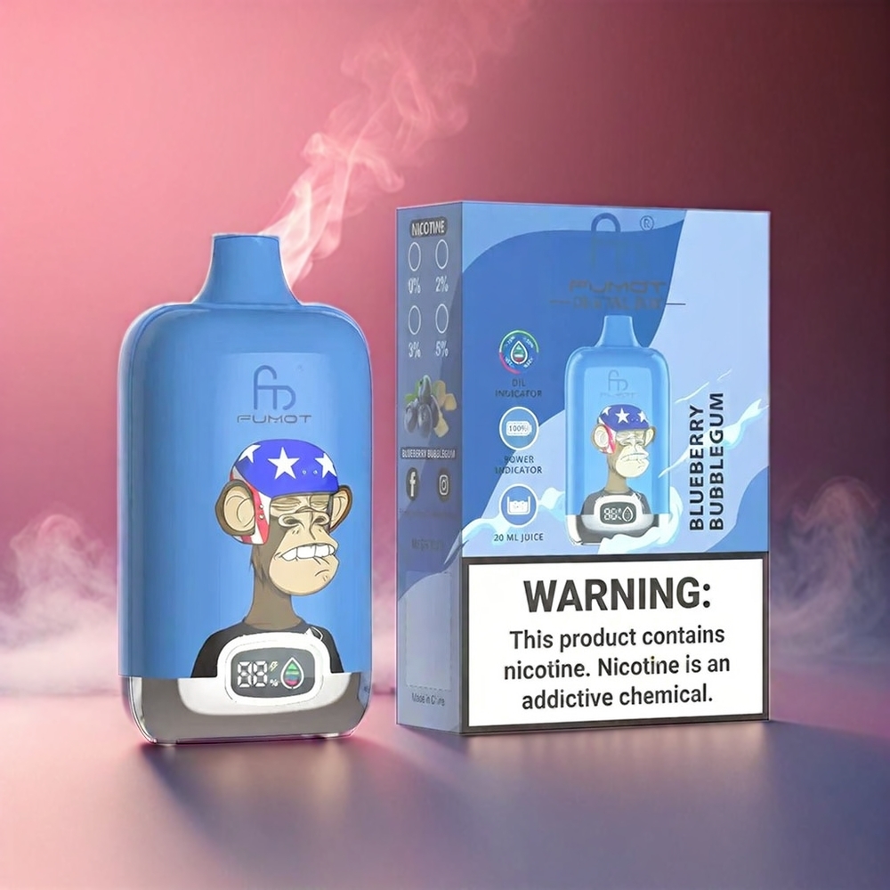 Fumot Tornado Digital Box 12000 Puffs Italia Ingrosso con Batteria Ricaricabile 550mAh e Carica Type-C, Sapore Blueberry Bubblegum "Mirtillo Gomma da Masticare"