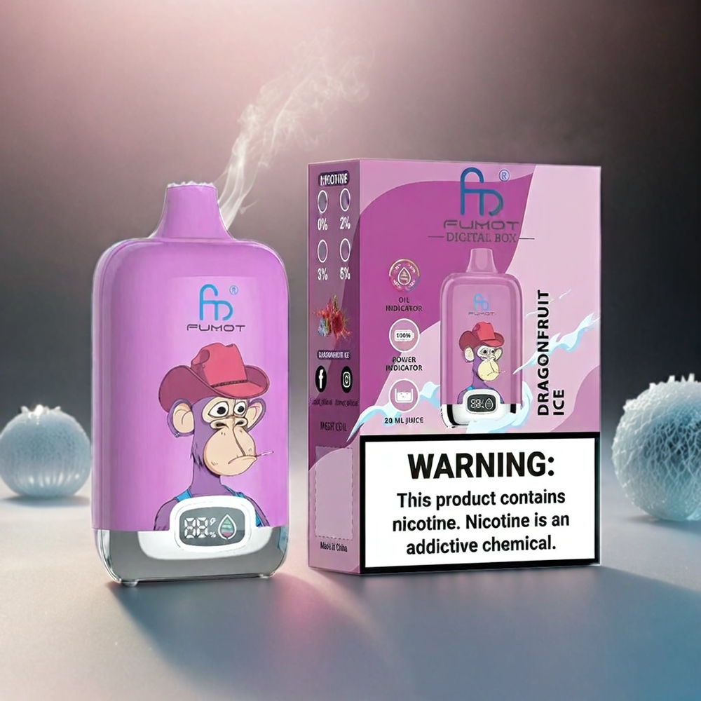 Fumot Tornado Digital Box 12000 Puffs Italia Ingrosso con Dragonfruit Ice - 20ml E-Liquid, 550mAh, Tipo-C