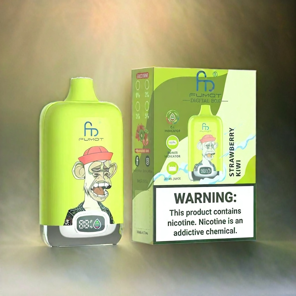Fumot Tornado Digital Box 12000 Puffs Italia Ingrosso con Fragola Kiwi, 20ml E-Liquid, 550mAh, Type-C