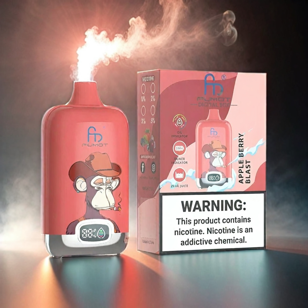 Fumot Tornado Digital Box 12000 Puffs Italia Ingrosso con Mela Esplosione di Frutti (Mesh Coil, 20ml E-Liquid)