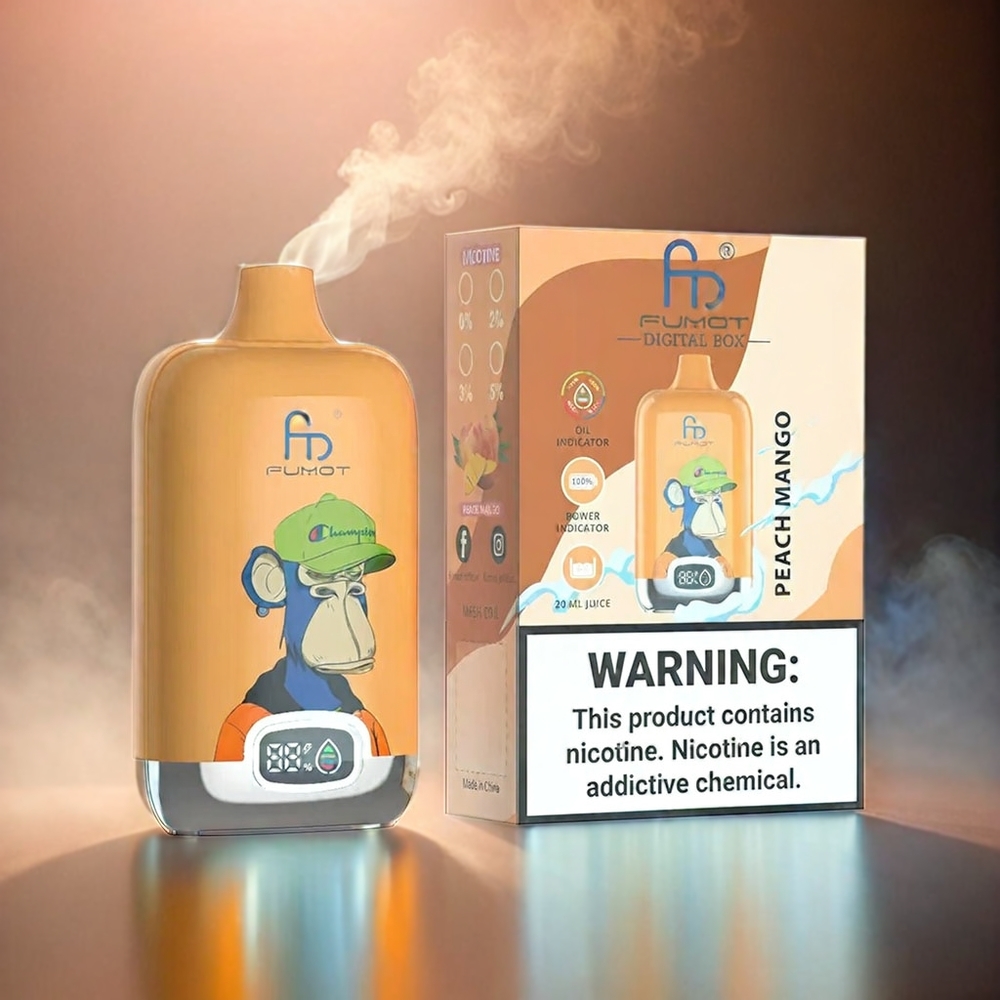 Fumot Tornado Digital Box 12000 Puffs Italia Ingrosso con Pesca Mango, 20ml E-Liquid, 550mAh, Carica Type-C