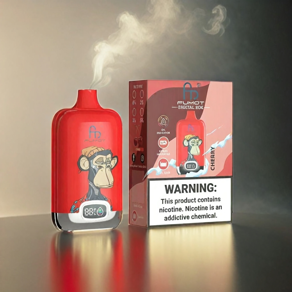 Fumot Tornado Digital Box Italia Ingrosso 12000 Puffs Dispositivo di Vapo con Ciliegia, 20ml E-Liquido, Batteria Ricaricabile 550mAh, Type-C