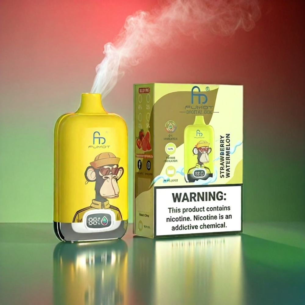 Fumot Tornado Digital Box Italia Ingrosso 12000 Puffs Fragola Anguria 20ml Mesh Coil USB-C