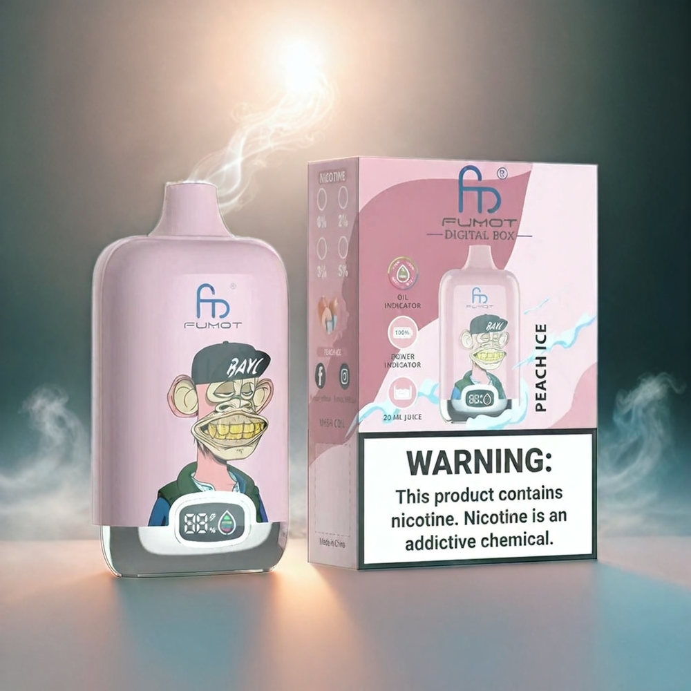 Fumot Tornado Digital Box Italia Ingrosso 12000 Puffs Peach Ice Ghiaccio 20ml Mesh Coil