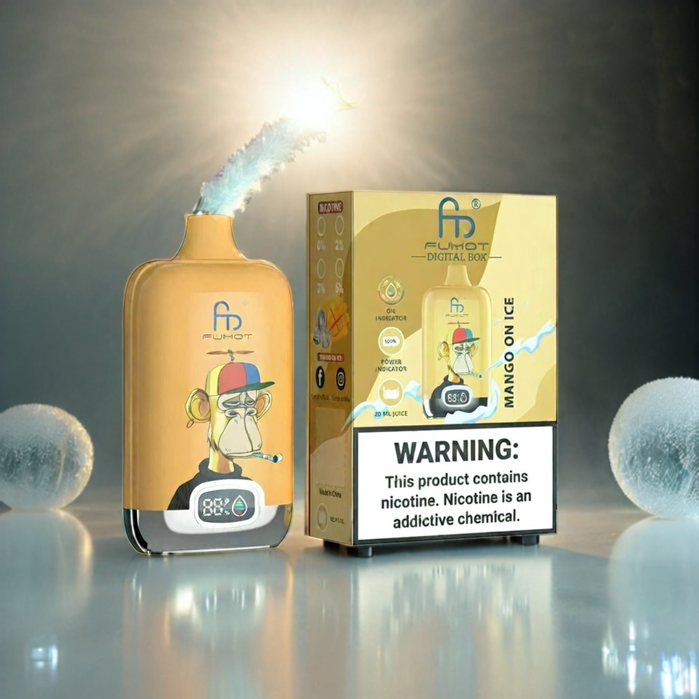 Fumot Tornado Digital Box Italia Ingrosso 12000 Puffs Vape Mango Su Ghiaccio Mesh Coil 20ml