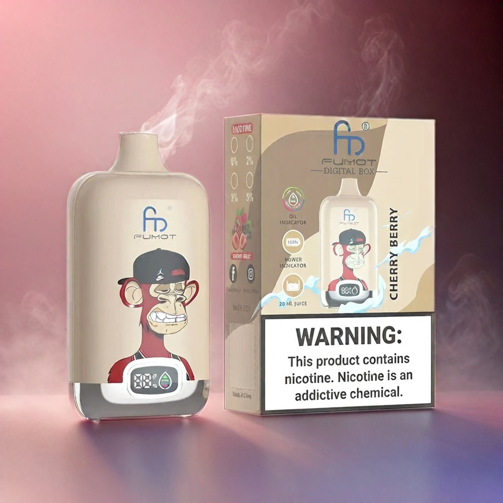 Italia Ingrosso Fumot Tornado Digital Box 12000 Puffs Mesh Coil 20ml E-liquido Ciliegia Berry