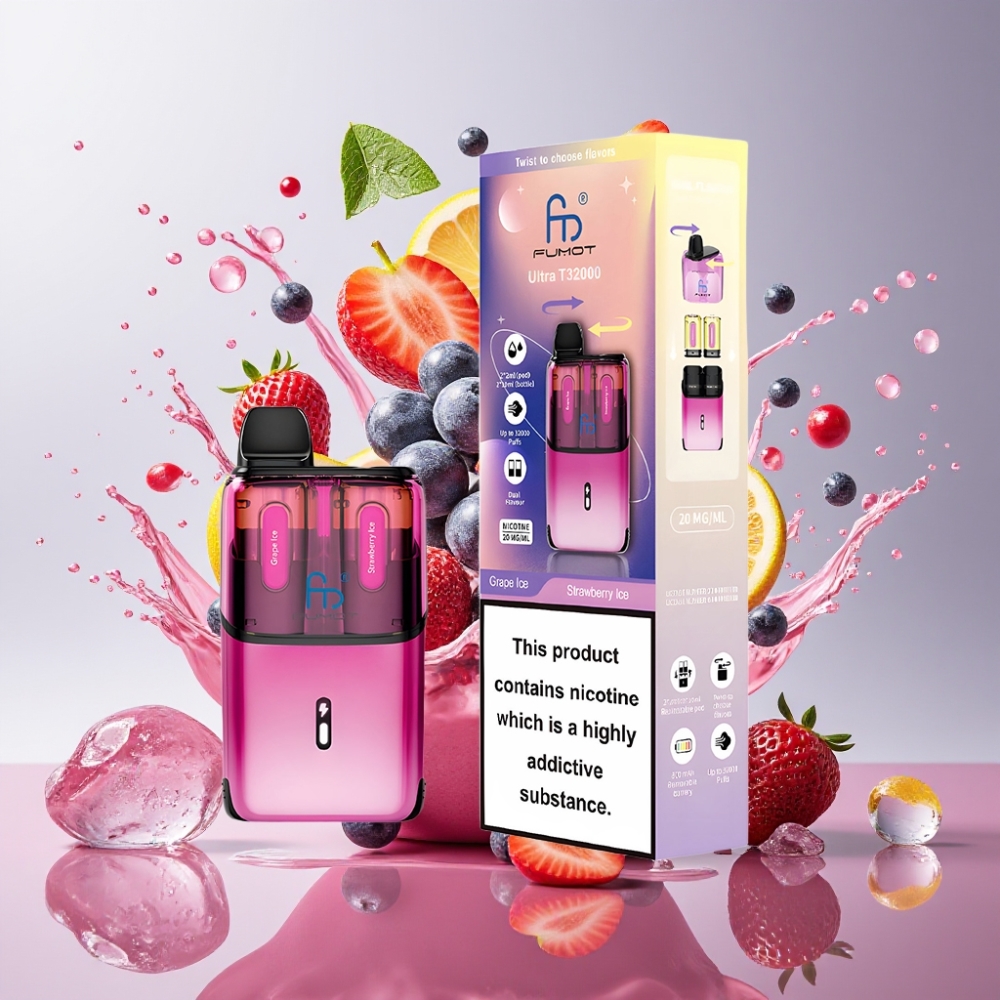 Fumot Ultra T32000 Sigaretta elettronica usa e getta Italia Ingrosso - Uva Ghiacciata & Fragola Ghiacciata, 32000 puff, 24ml, Type-C