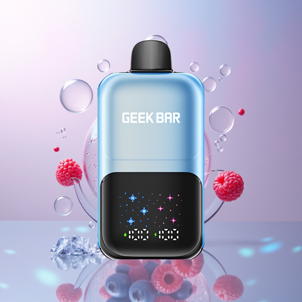 GEEKBAR 2GO Italia ingrosso 20ml 50000 Puff Dual Series Penna Vape Disposable Mirtillo Lampone Ghiaccio, Schermo Interattivo, 3 Livelli Aroma/Freschezza
