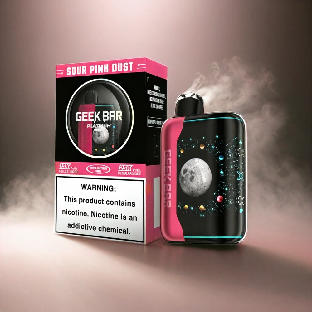 GEEK BAR Pulse X Platinum Edition 25k Vape Italia Ingrosso Polvere Rosa Aspra con Schermo Curvo 3D, Ricarica Rapida USB-C, Doppia Mesh, 20mL, 2% Nicotina, Finitura Platino Opaca