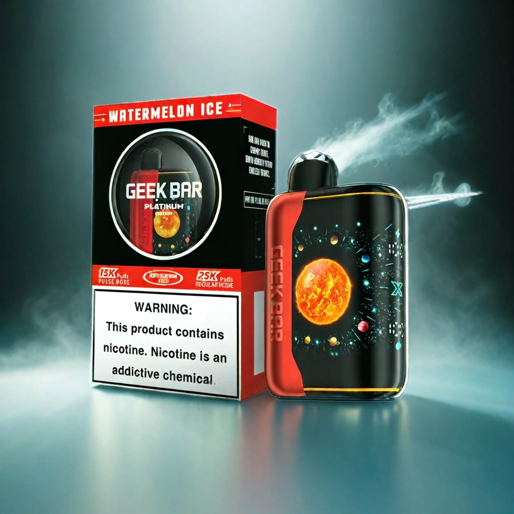 GEEK BAR Pulse X Platinum Edition Italia Ingrosso – 25000 Puffs, Schermo 3D Curvo, Ricarica Rapida USB-C, Bobina a doppia maglia, Ghiaccio Anguria, Nicotina 2%