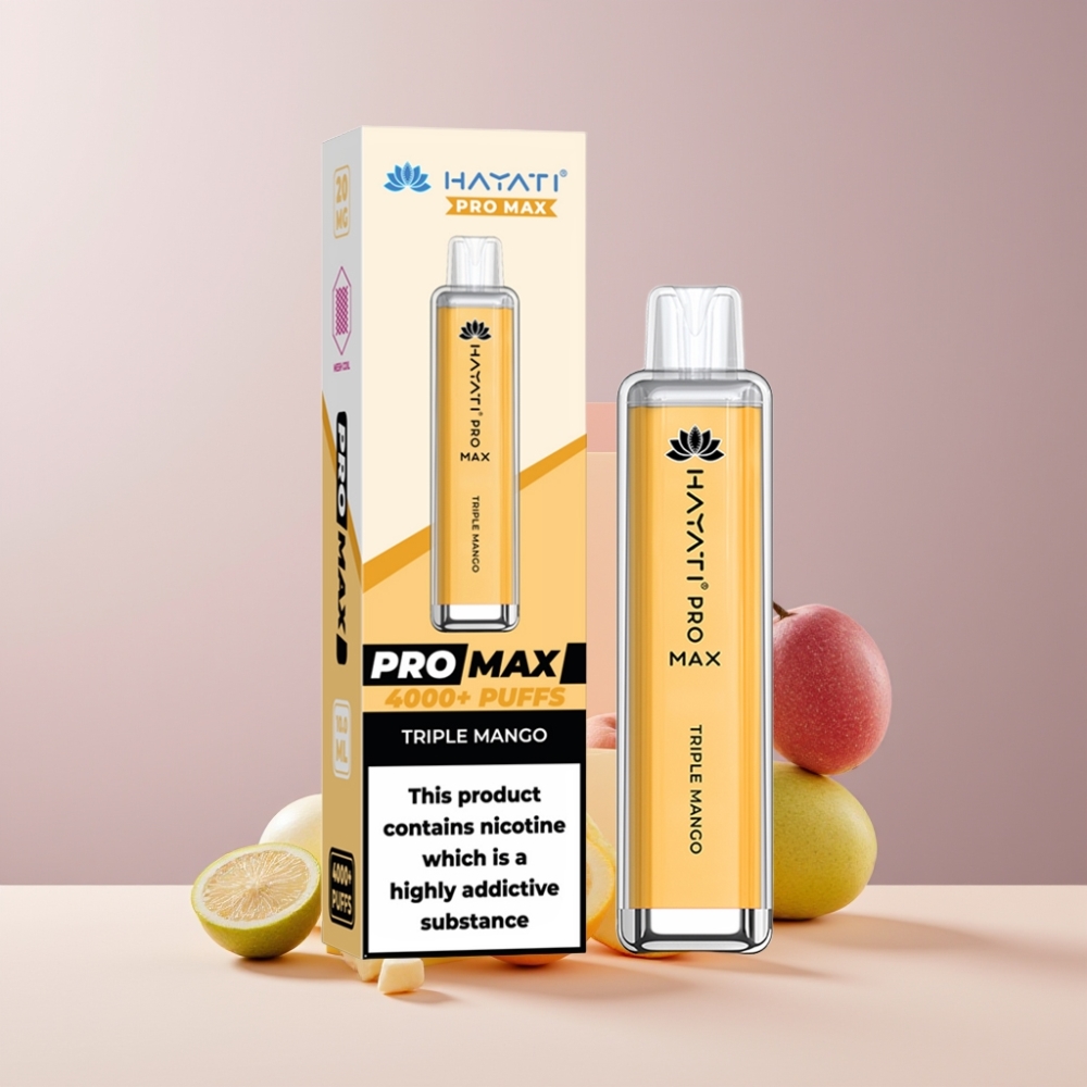 Hayati Pro Max 4000 Puff Disposable Vape Triplo Mango Italia Ingrosso - 5% Nic, 1400mAh, Ricaricabile