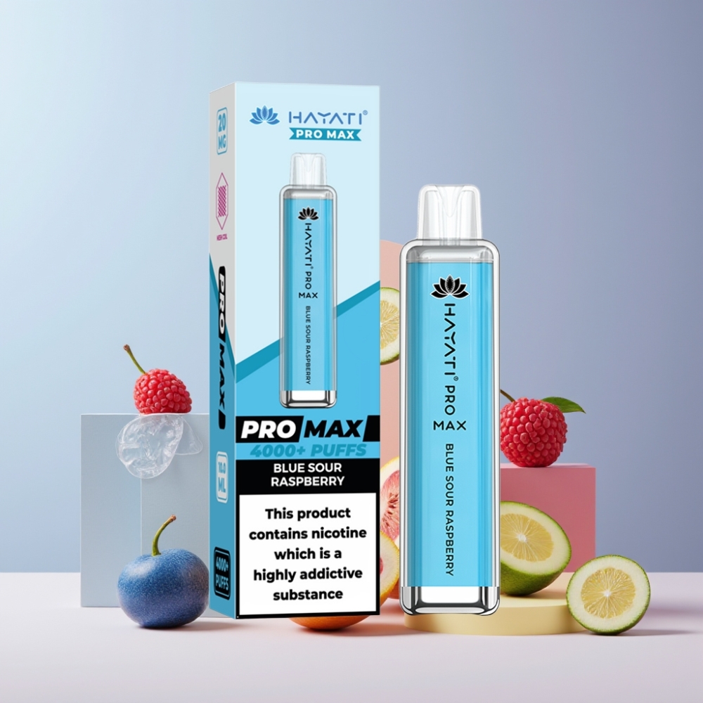 Hayati Pro Max 4000 Puff Italia Ingrosso - Blu Lampone Acido - 2ml/10ml, 1400mAh, Ricaricabile, TPD