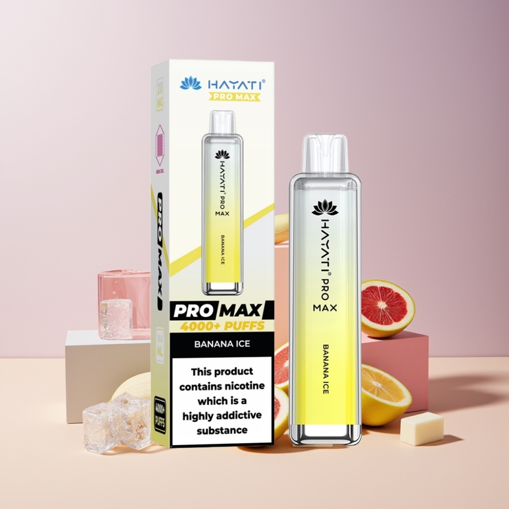 Hayati Pro Max 4000 Puff Italia Ingrosso Disposable Vape Banana Ghiaccio 2% 5% Nicotina 1400mAh Ricaricabile