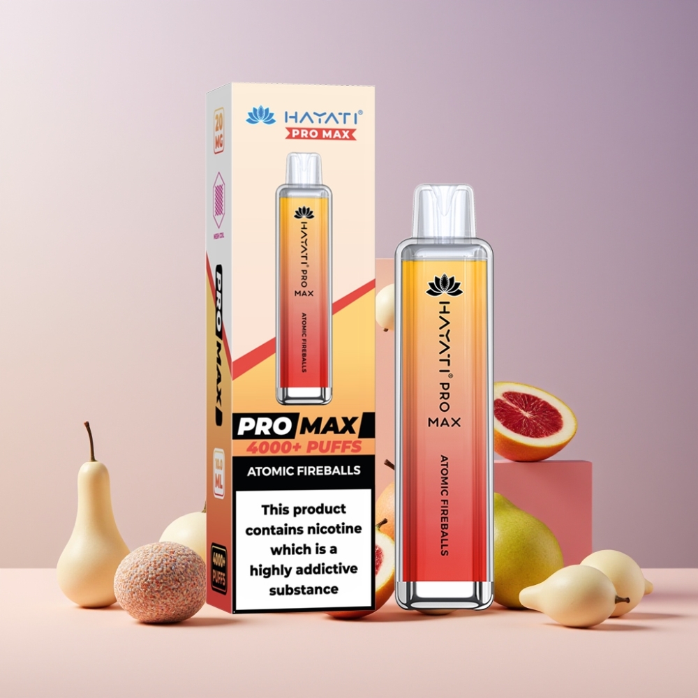 Hayati Pro Max 4000 Puff Italia Ingrosso Disposable Vape Bombe di Fuoco Atomiche, 5% Nicotina, 1400mAh, Ricaricabile