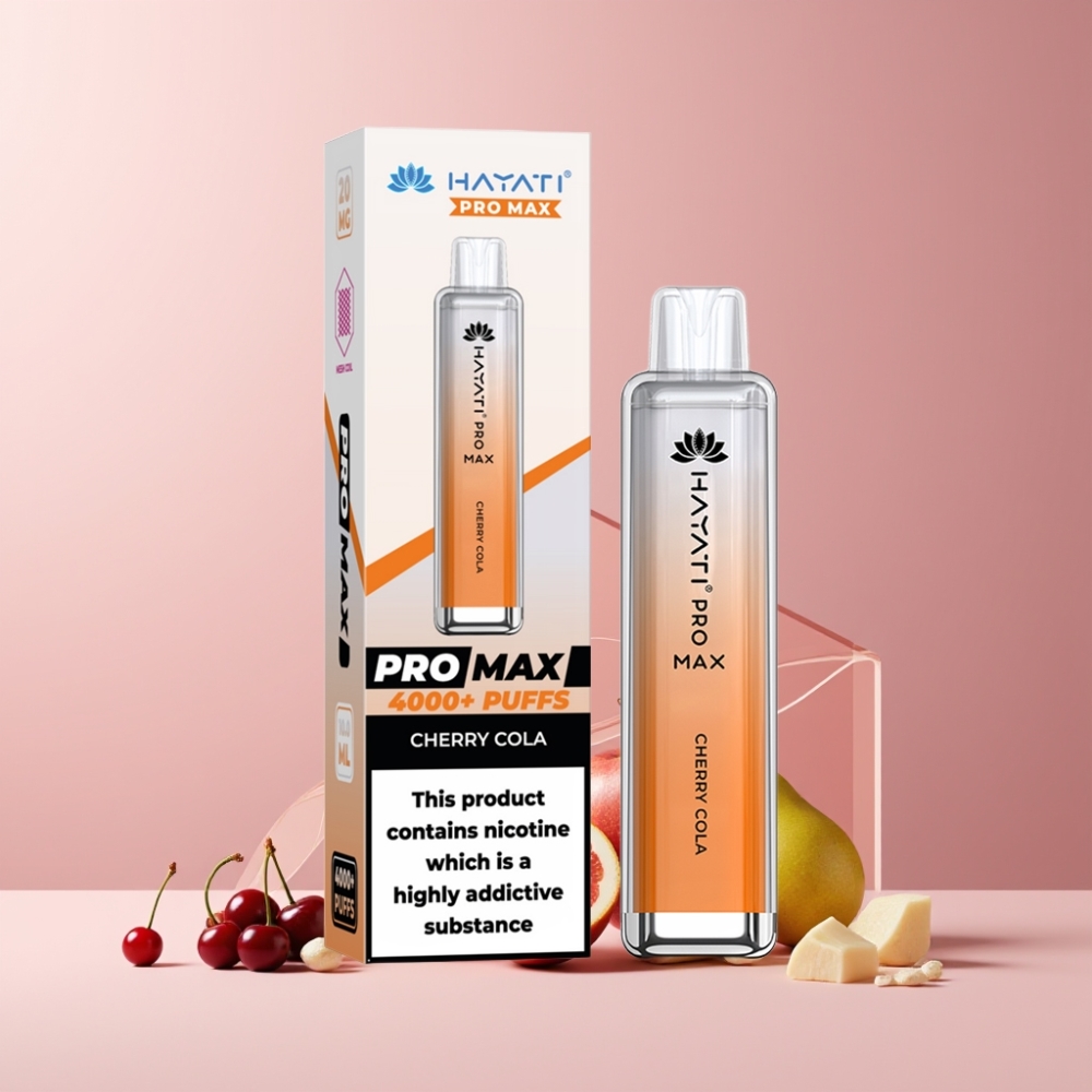 Hayati Pro Max 4000 Puff Italia Ingrosso Disposable Vape Ciliegia Cola – 1400mAh, 2ml/10ml, Ricaricabile