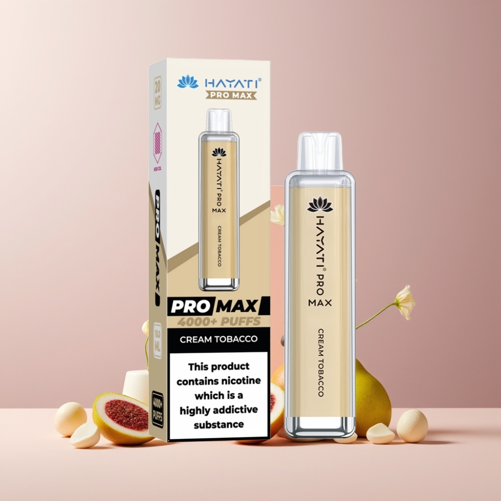 Hayati Pro Max 4000 Puff Italia Ingrosso Disposable Vape Crema Tabacco, 5% Nicotina, 1400mAh, Ricaricabile