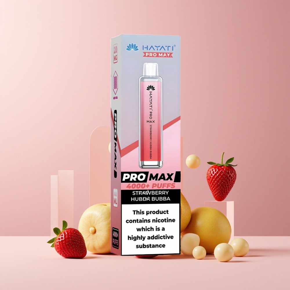 Hayati Pro Max 4000 Puff Italia Ingrosso Disposable Vape Fragola Hubba Bubba 5% Nic 1400mAh Ricaricabile
