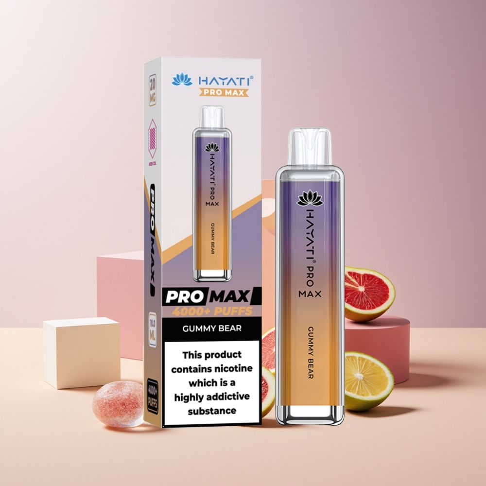 Hayati Pro Max 4000 Puff Italia Ingrosso Disposable Vape Gummy Bear Orsetto Gommoso - 2ml/10ml, 1400mAh, Ricaricabile, LED, Cristallo