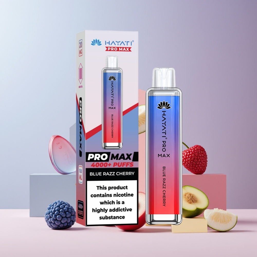 Hayati Pro Max 4000 Puff Italia Ingrosso Disposable Vape Mirtillo Ciliegia Blu, 2ml/10ml, 1400mAh, Ricaricabile