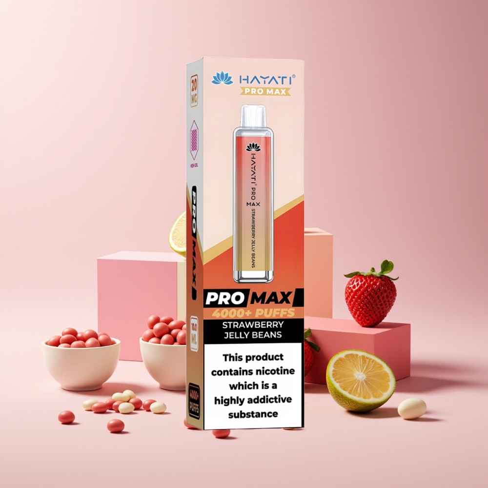 Hayati Pro Max 4000 Puff Italia Ingrosso - Gelatina di Fragola, 5% Nicotina, 1400mAh, Ricaricabile, TPD