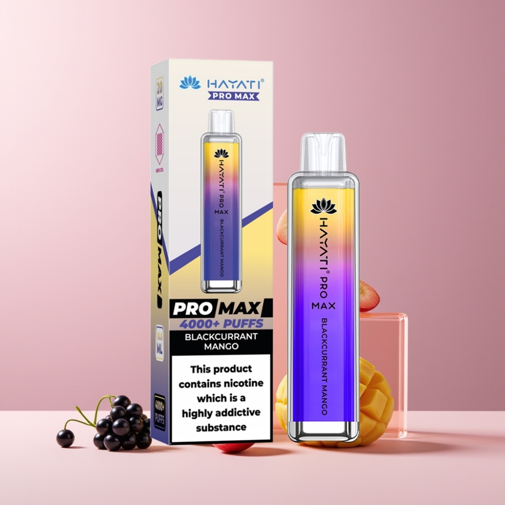 Hayati Pro Max 4000 Puff Italia Ingrosso - Mango e Ribes Nero, 5% Nicotina, 1400mAh, Ricaricabile