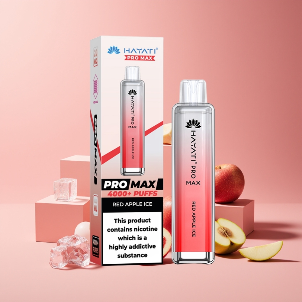 Hayati Pro Max 4000 Puff Italia Ingrosso Mela Rossa Ghiaccio Disposable Vape, 1400mAh, 2ml/10ml, Ricaricabile