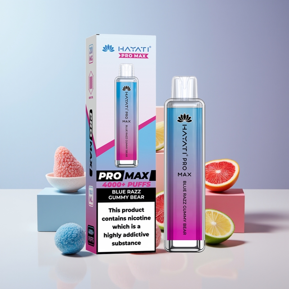 Hayati Pro Max 4000 Puff Italia Ingrosso - Sapore Gommoso Mirtillo Blu, 5% Nicotina, 1400mAh, Ricaricabile