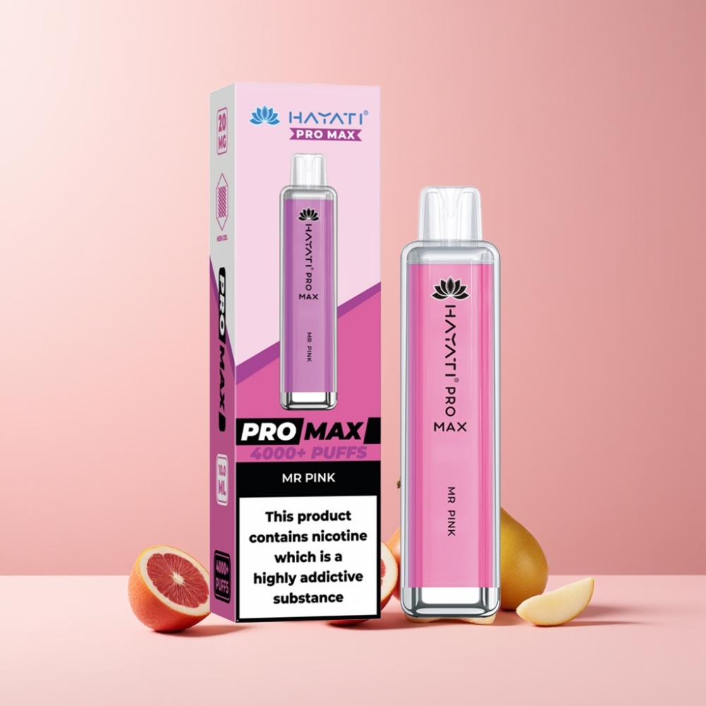 Hayati Pro Max 4000 Puff Italia Ingrosso – Sigaretta Elettronica Monouso con 1400mAh, 2ml Serbatoio, Ricaricabile, Cristallo – Mr Rosa (Rosa)