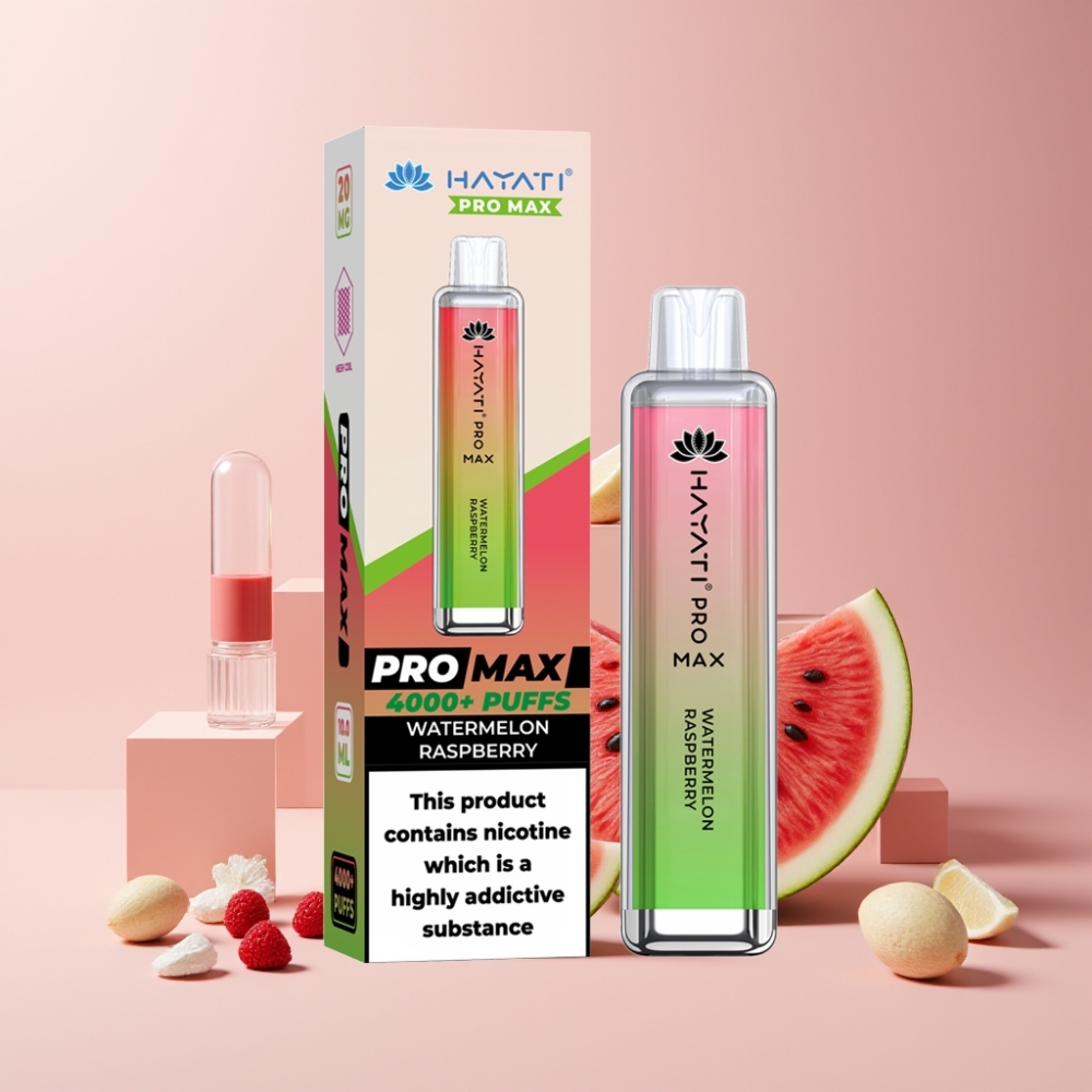 Hayati Pro Max 4000 Puffs Italia Ingrosso Disposable Vape Anguria Lampone 2ml 5% Nic 1400mAh Ricaricabile