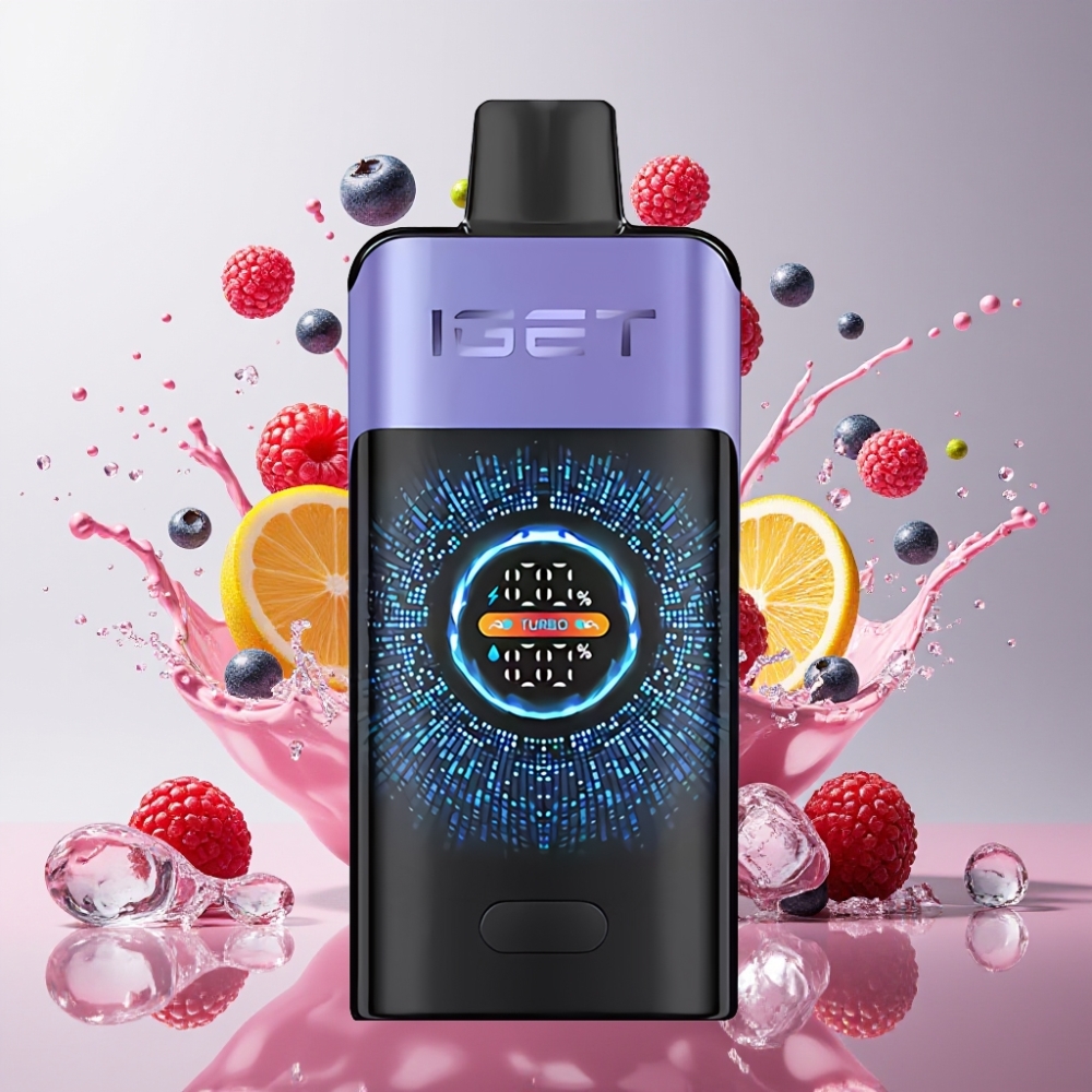 IGET ONE 12000 Puff Italia Ingrosso Sigaretta elettronica usa e getta Lampone Uva Ghiaccio - 2700mAh, Schermo Curvo, 0.6ohm Dual Mesh