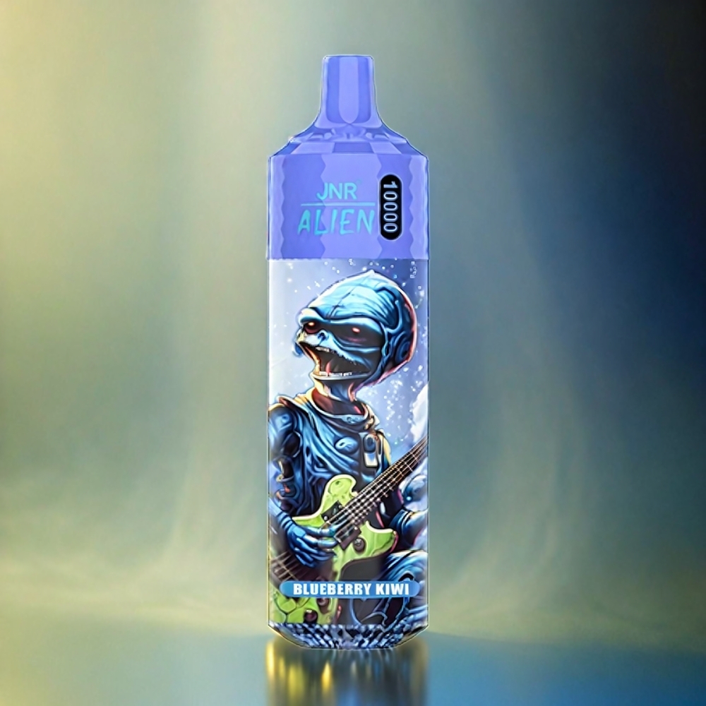 Italia Ingrosso JNR Alien 10000 Puffs Blu Mirtillo Kiwi con 850mAh Batteria, 1.2 Ohm Mesh Coil, 20ml E-liquido e LED RGB