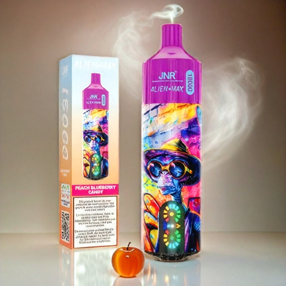 Italia Ingrosso JNR Alien Max 18000 Puffs Dual Mesh Peche Mirtillo Blu Dolce con Display LED Smart, Dual Core, 28ml E-liquid, Tipo-C Ricarica Rapida