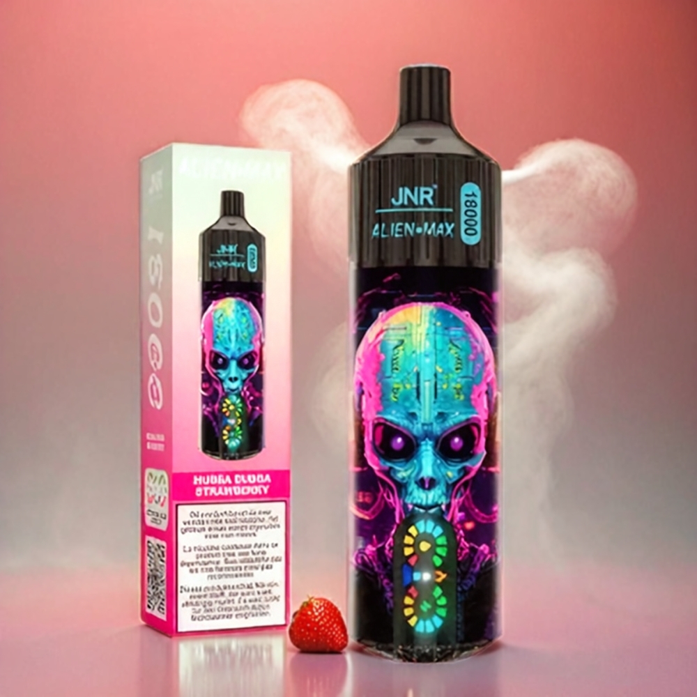 Italia Ingrosso JNR Alien Max 18000 Puffs Hubba Bubba Fragola – Display LED Intelligente, Bobina a doppia maglia, 850mAh, Ricarica Type-C, 28ml E-liquid