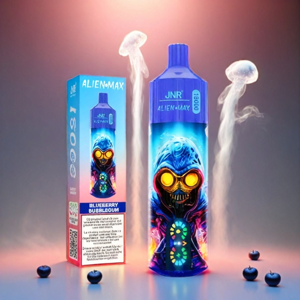 Italia Ingrosso JNR Alien Max 18000 Puffs Vape Bubblegum Mirtillo con Display LED, Bobina a doppia maglia, 28ml E-liquido e Ricarica Type-C