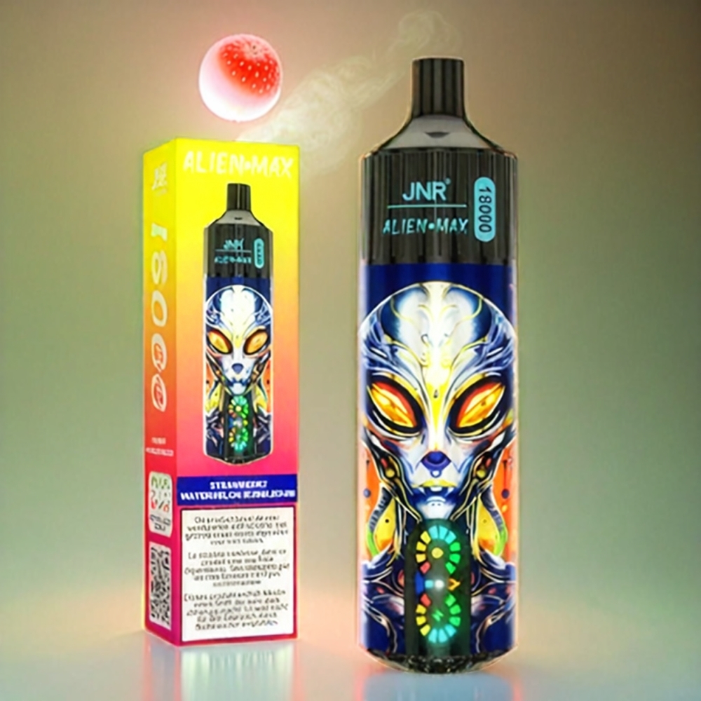 Italia Ingrosso JNR Alien Max 18000 Puffs Vape Fragola Anguria Bubblegum con Display LED, Bobina a doppia maglia, 850mAh, Type-C, 28ml E-liquid