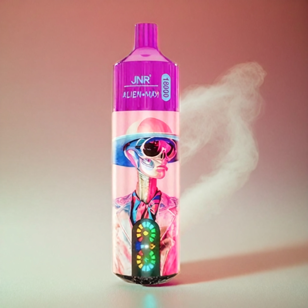 Italia Ingrosso - Jnr Alien Max 18000 Puffs Vape Pesca Bianca Lampone con Display LED Smart, Doppia Mesh Coil, 850mAh, Ricarica Type-C