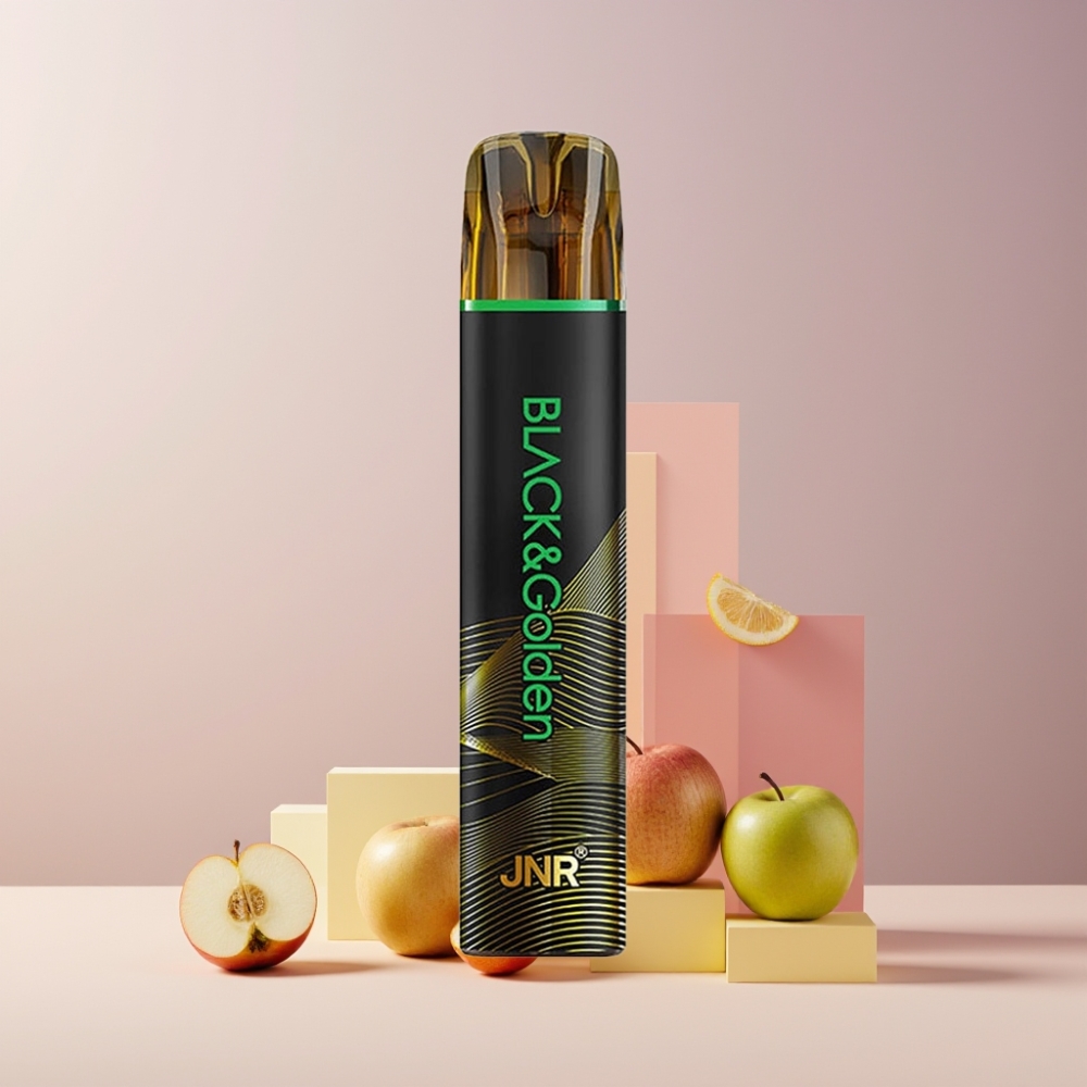 JNR Black&Golden Italia ingrosso 600+200 Puff Mela Verde Disposable Vape 2% Nic