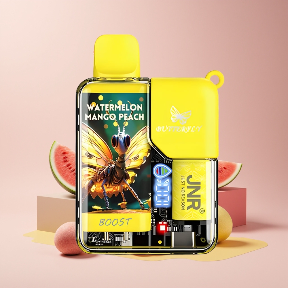 JNR Butterfly 8500 Puff Disposable Vape Italia Ingrosso - Anguria Mango Pesca, 15ml, 1200mAh, Display Digitale